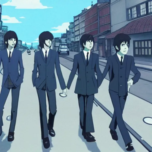 Image similar to The Beatles, by Dice Tsutsumi, Makoto Shinkai, Studio Ghibli