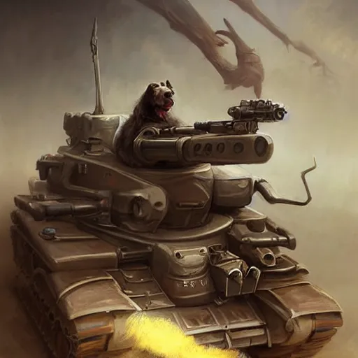 Image similar to anthropomorphic Borzoi wippet Tank Driver, Modern Tank driver outfit, cute and adorable, pretty, beautiful, DnD character art portrait, matte fantasy painting, DeviantArt Artstation, by Jason Felix by Steve Argyle by Tyler Jacobson by Peter Mohrbacher, cinema