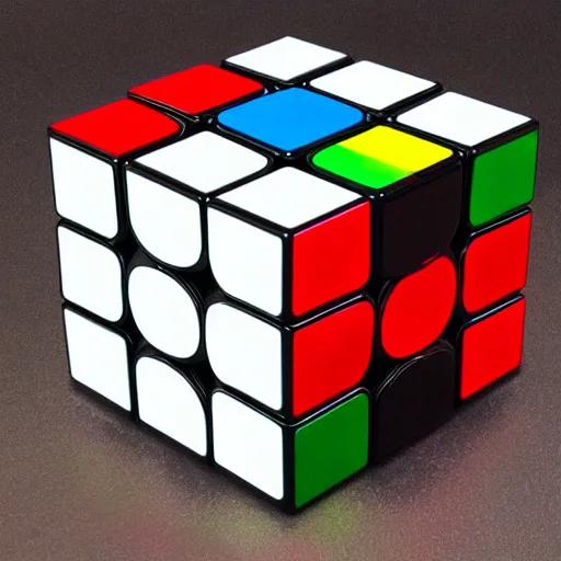 Image similar to rubiks cube skull, glossy, plastic, colorful