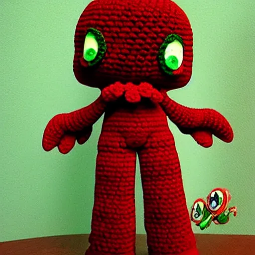 Prompt: anime cthulhu as a crochet doll, anime. studio ghibli