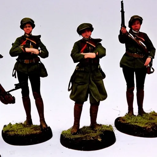 Image similar to action heroine posing with her ww 1 warband by alfred stevens