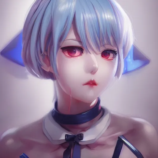 Prompt: anime portrait of rei ayanami as an anime girl by Stanley Artgerm Lau, WLOP, Rossdraws, James Jean, Andrei Riabovitchev, Marc Simonetti, and Sakimichan, trending on artstation