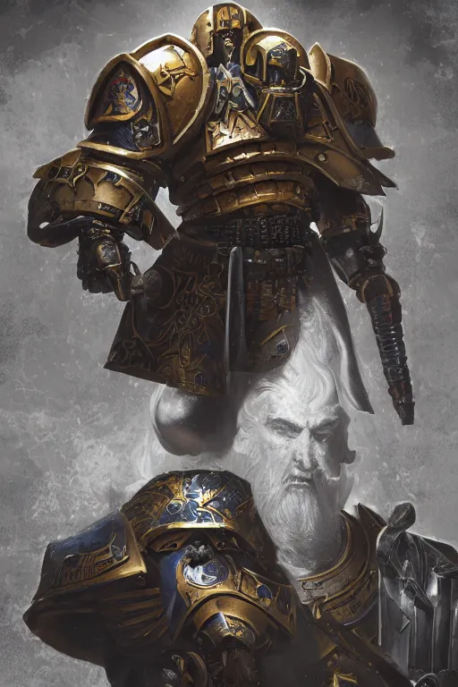 Image similar to armor portrait heros warhammer 4 0 k horus heresy fanart - the primarchs emperor by johannes helgeson animated with vfx concept artist & illustrator global illumination ray tracing hdr fanart arstation zbrush central hardmesh 8 k octane renderer comics stylized