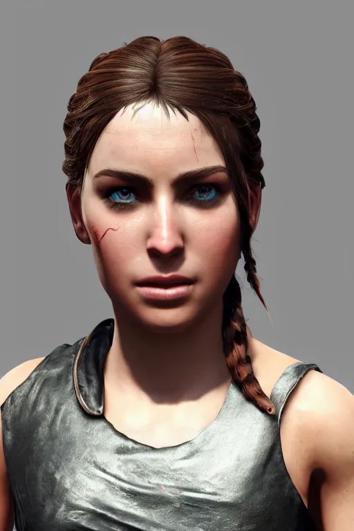 Prompt: Portrait of a photorealistic CGI Kassandra from Assassins Creed Odyssey in Rave Party Girl Style