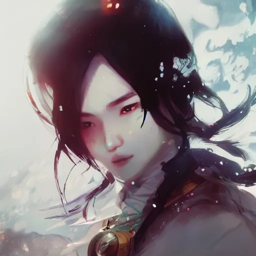 Image similar to a beautiful asian girl with long hair, cinematic lighting, dramatic atmosphere, by dustin nguyen, akihiko yoshida, greg tocchini, greg rutkowski, cliff chiang, 4 k resolution, trending on artstation