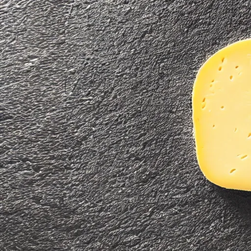 Prompt: an ultra - realistic photograph of a cheese in a middle of nothingness