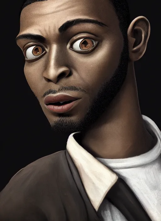 Image similar to an anthropomorphic beautiful black male portrait taking photos black letter jacket, short hair, fine art, award winning, intricate, elegant, sharp focus, octane render, hyperrealistic, cinematic lighting, highly detailed, digital painting, 8 k concept art, art by jamie hewlett and z. w. gu, masterpiece, trending on artstation, 8 k