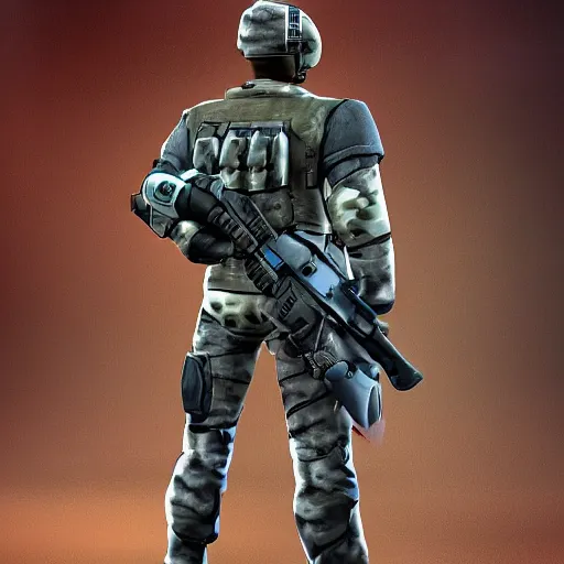 Prompt: maksed sci fi soldier facing camera game sprite playstation full body