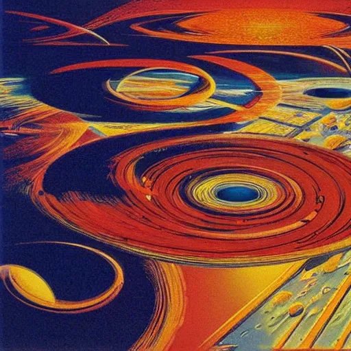 Image similar to ripples in spacetime by Lucien Clergue and Robert mccall and greg rutkowski