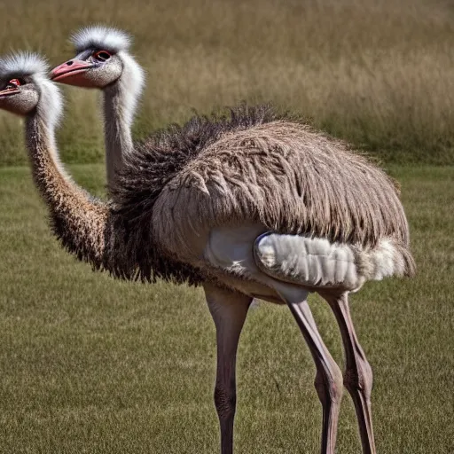 Prompt: HD photo of an ostrich with arms.