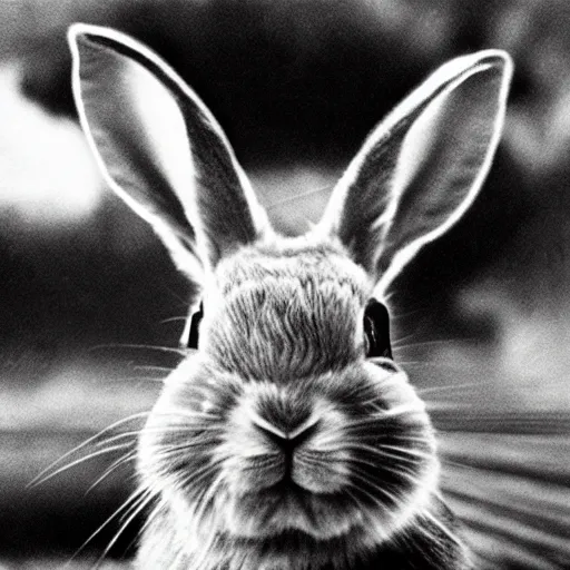 Prompt: photorealistic photo of a rabbit in the seven samurai, film still,