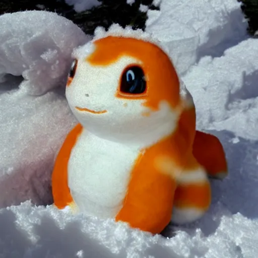 Image similar to white charmander made of snow photography