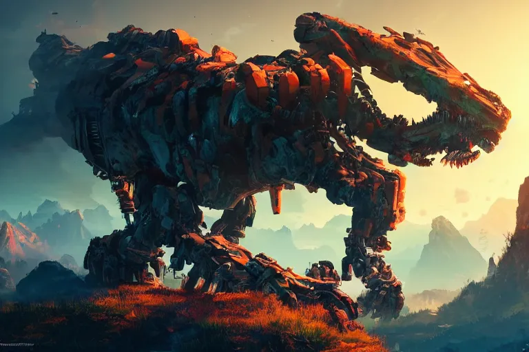 Image similar to tremortusk machine creature robot of horizon forbidden west horizon zero dawn radiating a glowing aura global illumination ray tracing hdr fanart arstation by ian pesty and alena aenami artworks in 4 k