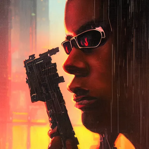 Image similar to cyberpunk, closeup portrait of a juice wrld, dramatic light, city background, sunset, dystopian setting, high contrast, sharp, neuromancer, henry dorsett case, painted by stanley lau, painted by greg rutkowski, painted by stanley artgerm, digital art, trending on artstation