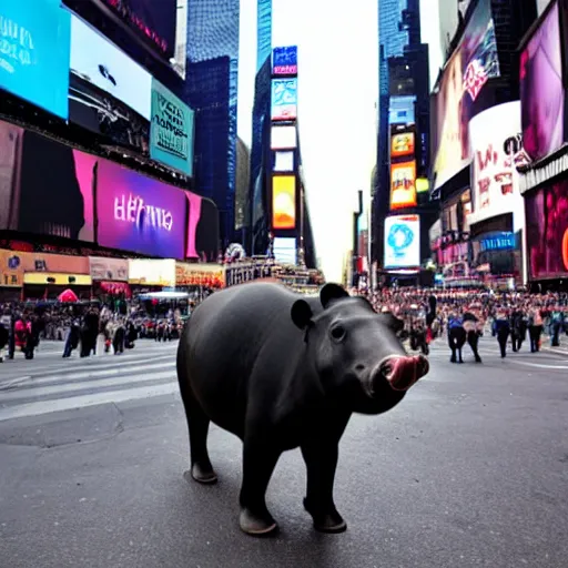 Prompt: A tapir in Times square.