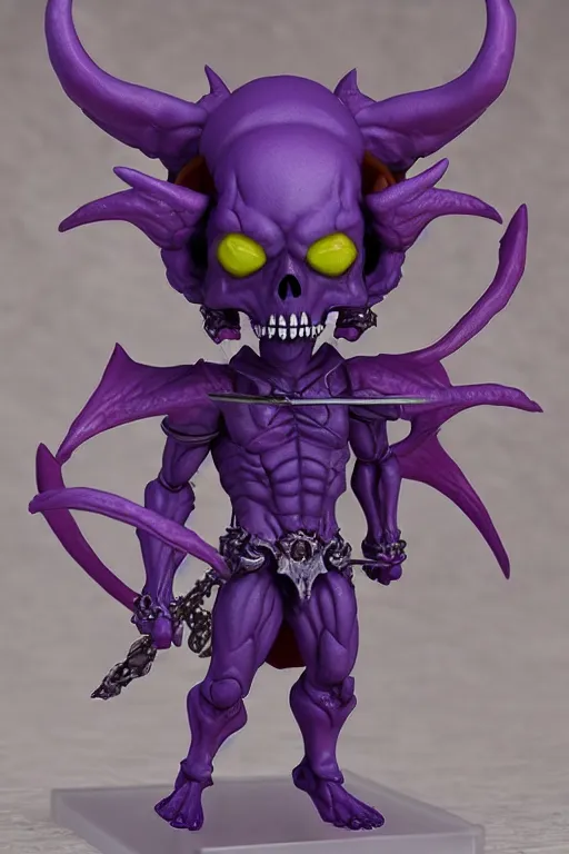 Image similar to nendoroid skeletor, kawaii dark souls boss, detailed, cute, digital concept art, trending on artstation + white skinned diablo concept art demon full body render high resolution photorealistic