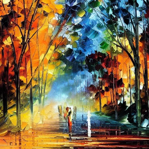 Image similar to A Landscape by John Berkey and Leonid Afremov