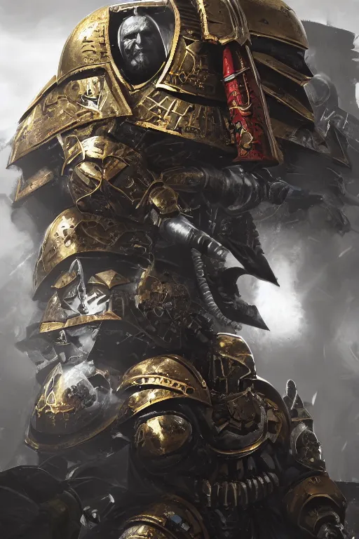 Image similar to armor portrait heros warhammer 4 0 k horus heresy fanart - the primarchs emperor by johannes helgeson animated with vfx concept artist & illustrator global illumination ray tracing hdr fanart arstation zbrush central hardmesh 8 k octane renderer