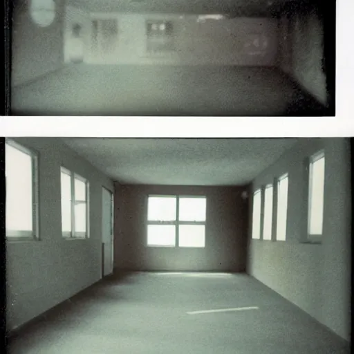 Prompt: polaroid photo!! of a empty daycare, flash photography, unnatural lighting, uncanny, colored photograph