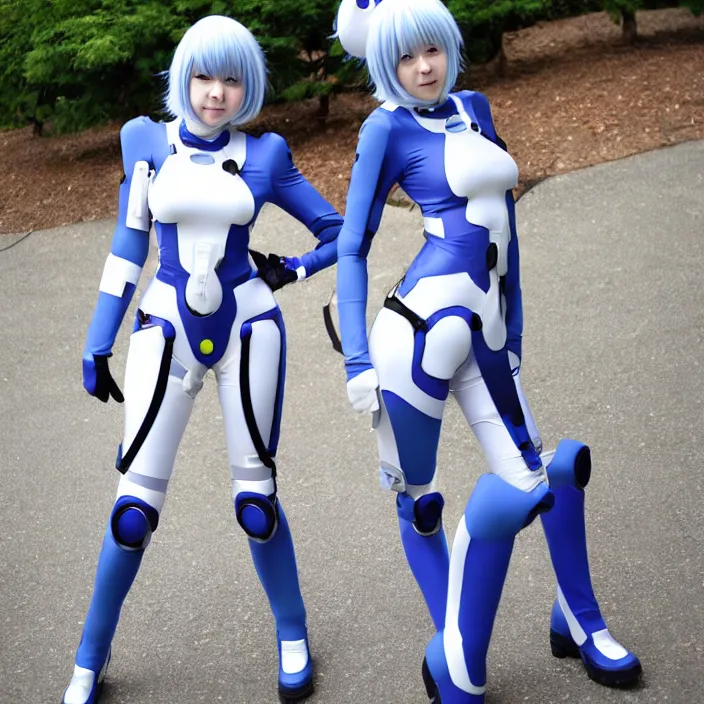 Image similar to rei ayanami plugsuit cosplay