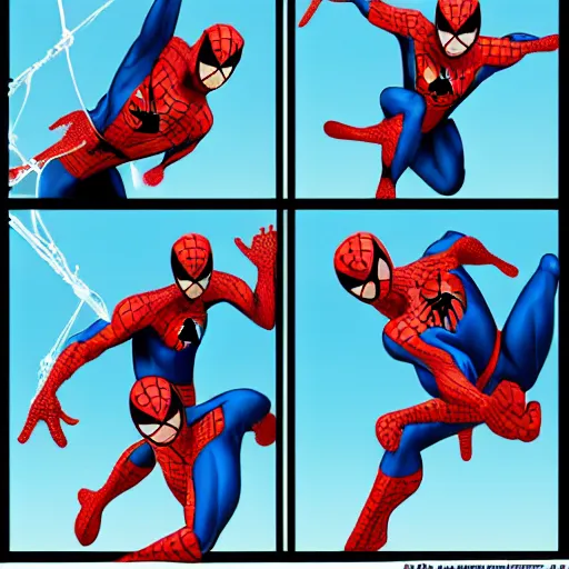 Prompt: spiderman in a four - frame meme by knowyourmeme