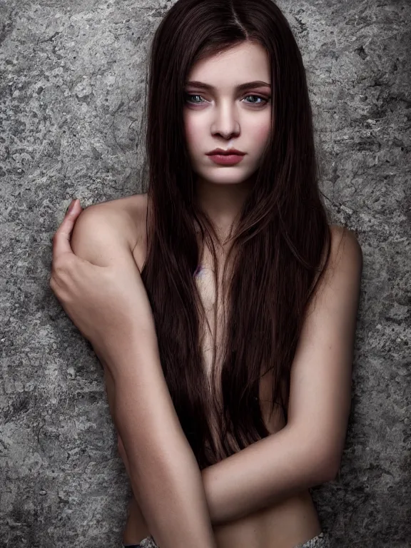 Prompt: hyperdetailed photo of a beautiful ukrainian girl with brown eyes and dark bob hairstyle, winds of winter, au naturel, cinematic lighting, studio quality