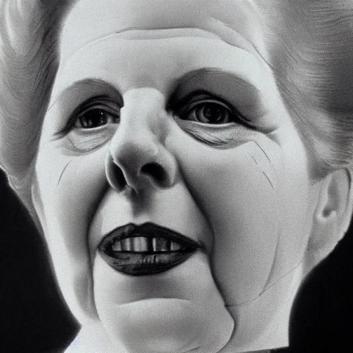 Prompt: Margaret Thatcher in a boob tube, trending on artstation, hyperrealism