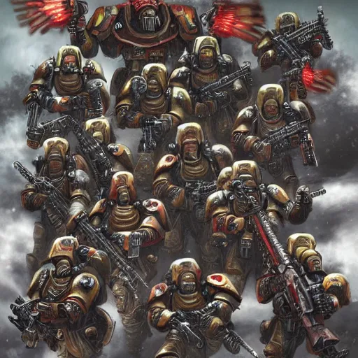 Prompt: photo of reasonable marines from warhammer 40k, detailed, realistic, artstation