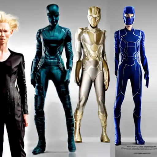 Prompt: tilda swinton as each of the avengers, film still from the avengers