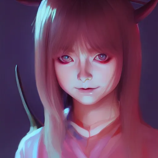 Image similar to a beautiful young japanese jodie foster as a horned satanic witch, by guweiz and wlop and ilya kuvshinov and artgerm, aesthetic, gorgeous, stunning, alluring, attractive, artstation, gapmoe yandere grimdark, painted by greg rutkowski makoto shinkai takashi takeuchi studio ghibli, akihiko yoshida