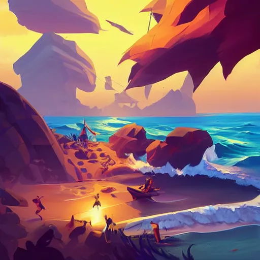 Image similar to painting treasure on sea of thieves game smooth median photoshop filter cutout vector, behance hd by jesper ejsing, by rhads, makoto shinkai and lois van baarle, ilya kuvshinov, rossdraws global illumination