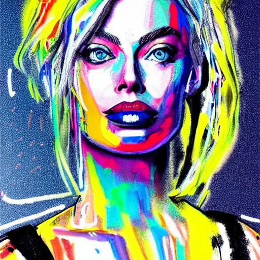 Prompt: a sketch, ultra detailed, fashion, magic, universe, beautiful woman, similar to margot robbie, crazy, volume hairstyle, beatiful colors, surreal city, in style of jean - michel basquiat, trending on artstation