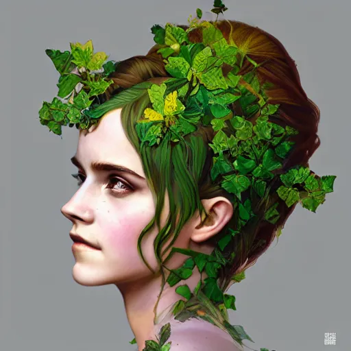 Prompt: emma watson as titania, summer queen. faerie queen. queen of light, green, poison ivy, made by caravaggio stanley artgerm lau wlop rossdraws artstation cgsociety concept art octane render