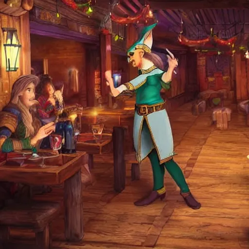 Prompt: elf bard in a tavern