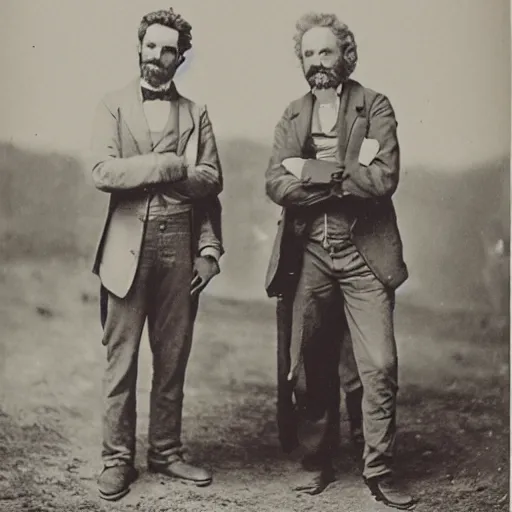 Image similar to photo of rick and morty in 1 8 8 0 s