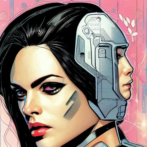 Image similar to portrait of a female android, by DC comics and Sandra Chevrier