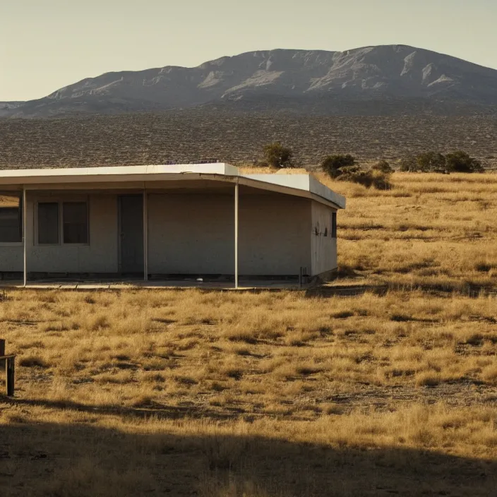 Image similar to a building in a serene landscape, breaking bad