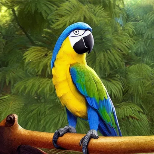 Image similar to parrot made of banana by makoto shinkai and ivan shishkin