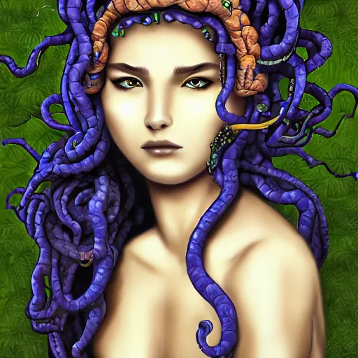 Prompt: medusa, beautiful girl by Sam Yang