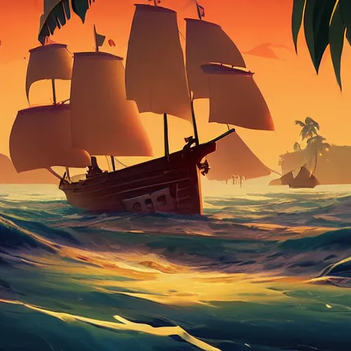 Image similar to painting treasure on sea of thieves game smooth median photoshop filter cutout vector, behance hd by jesper ejsing, by rhads, makoto shinkai and lois van baarle, ilya kuvshinov, rossdraws global illumination