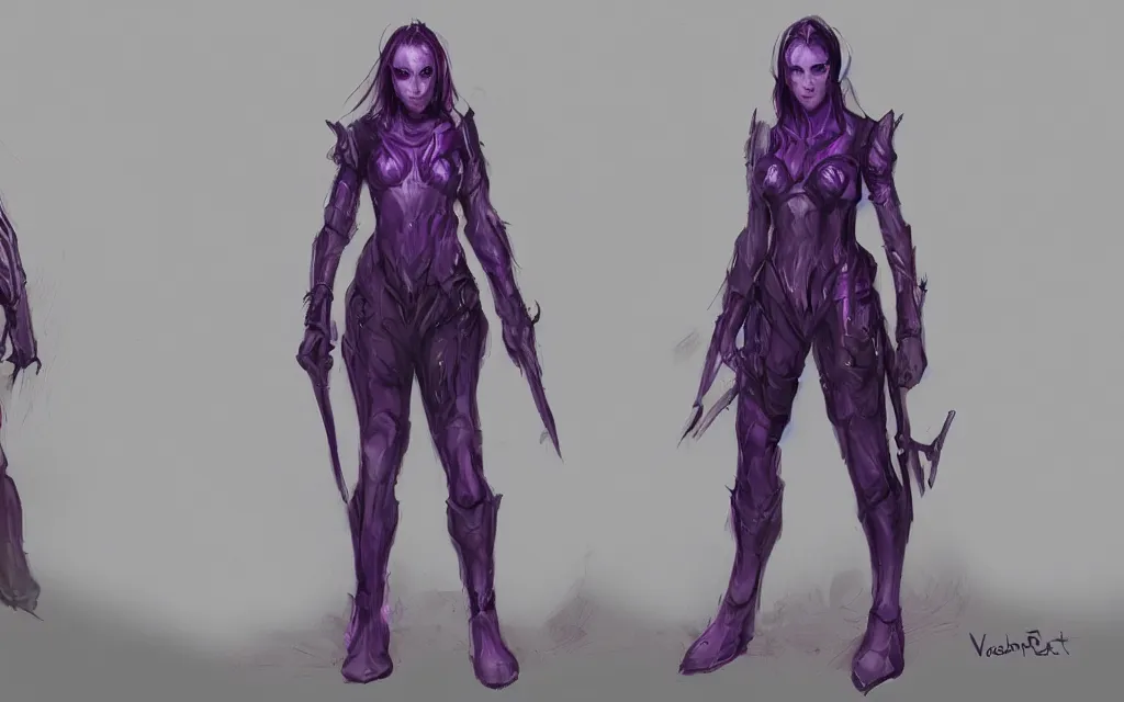 Image similar to valorant, concept art, purple, female, HD,