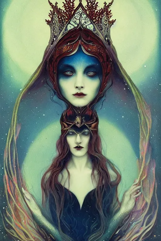 Image similar to jeweled Crown, other worldly, fairy autumn court, art nouveau, by Anato Finnstark, Tom Bagshaw, Brom