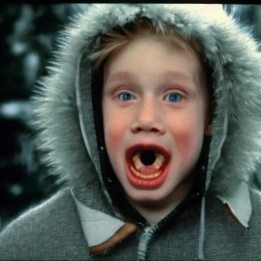 Image similar to Live Action Still of Jerma in Home Alone, real life, hyperrealistic, ultra realistic, realistic, highly detailed, epic, HD quality, 8k resolution, body and headshot, film still