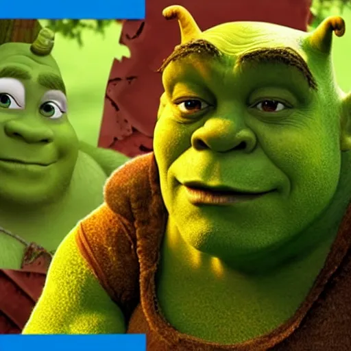 Image similar to Shrek with fiona, gollum face, raining day , hot summer chill