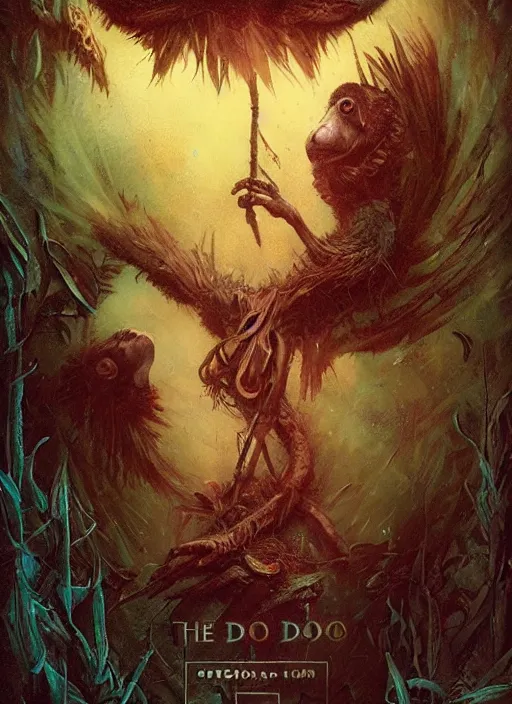 Image similar to the dodo, death tarot card, highly detailed, cinematic, 8 k, by megan duncanson, benjamin lacombe, adrian borda, stanley artgermm, tom bagshaw, craig mullins, carne griffiths, ayami kojima, beksinski, giger, trending on deviantart, hyper detailed, horror, full of colour