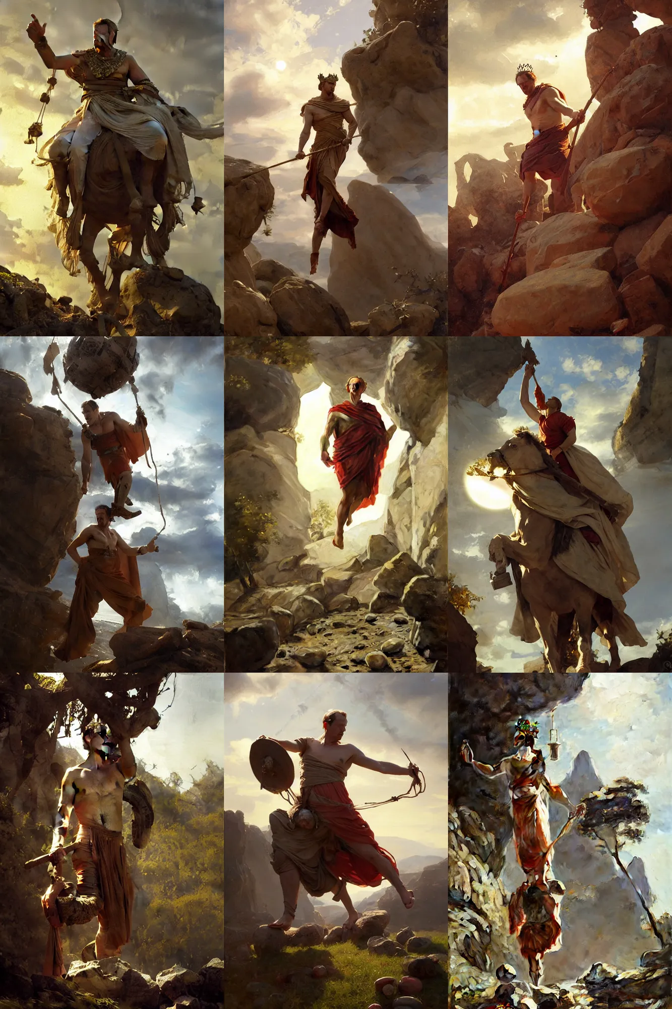 Image similar to ancient roman steve buscemi wearing the civic crown while he floats and hovers above the ground glowing with power small rocks and pebbles begin lifting off the ground around him, art by anders zorn, wonderful masterpiece by greg rutkowski, beautiful cinematic light, american romanticism by greg manchess, jessica rossier