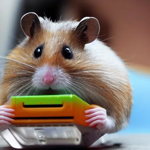 Prompt: a computer that runs on hamsters that live inside