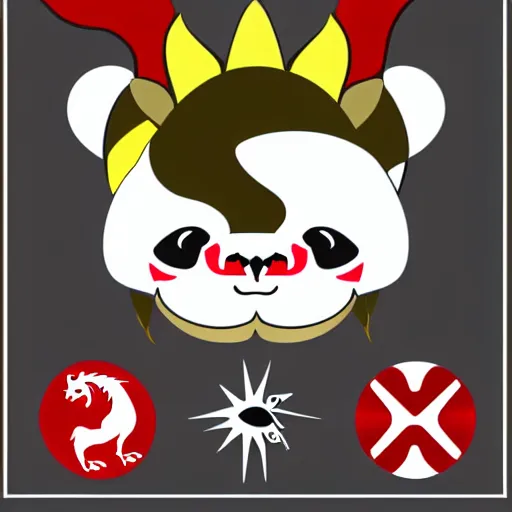 Image similar to vector art of welsh dragon and cute panda mixed, intercrossed, chimera, welsh flag, adobe illustrator