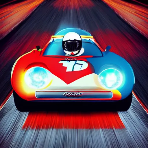 Prompt: “speed racer (1967) reimagined by mad dog jones, octane, digital art”
