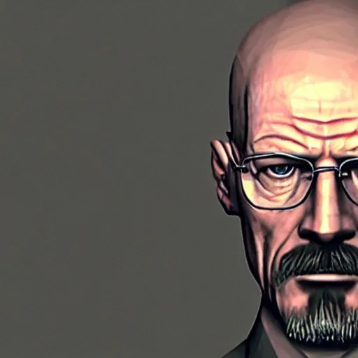 Prompt: a low poly image of walter white in resident evil 1